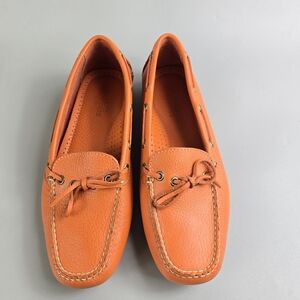 LL Bean Signature Elegant Orange Driving Moccasins Loafers Size 8